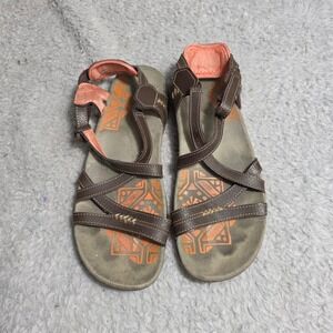 Merrell Terran Lattice II Sandal Brown Coral Leather Hiking Women 8 Good